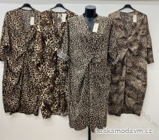 Šaty leopard dlouhý rukáv dámské nadrozměr (54/56/58 ONE SIZE) ITALSKá MóDA IM424528