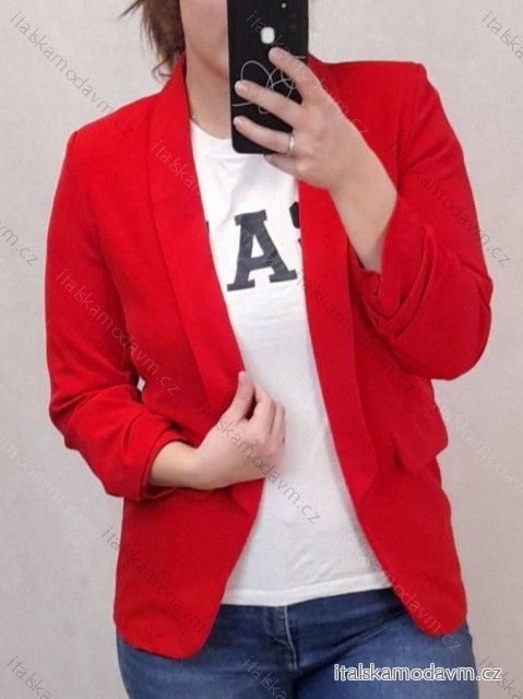 Sako tenké jarní dlouhý rukáv dámské (S/M ONE SIZE) ITALSKÁ MÓDA IMD21755/DR S/M červená