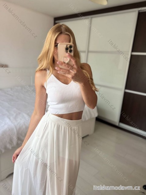 Croptop bez rukávu dámsky (S/M ONE SIZE) TALIANSKA MÓDA IMPSH2411082/DU -   biela -   S / M