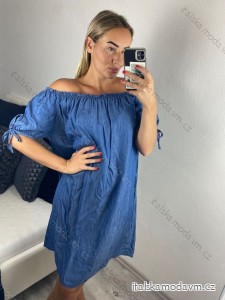 šaty oversize letné riflové krátky rukáv dámske (S/M/L ONE SIZE) TALIANSKA MODA IMSM24070/DU