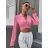 Top croptop dlouhý rukáv dámský (S/M ONE SIZE) ITALSKÁ MÓDA IMPGM233340/DU světle zelená S/M