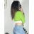 Top croptop dlouhý rukáv dámský (S/M ONE SIZE) ITALSKÁ MÓDA IMPGM233340/DU světle zelená S/M