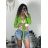 Top croptop dlouhý rukáv dámský (S/M ONE SIZE) ITALSKÁ MÓDA IMPGM233340/DU světle zelená S/M