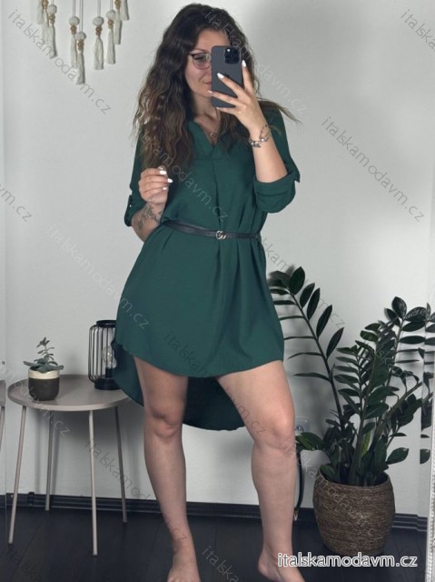 Tunika košilová dlouhý rukáv dámská (S/M/L ONE SIZE) ITALSKÁ MÓDA IMM24M3297