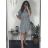 Košilové šaty krátký rukáv dámská  (S/M/L ONE SIZE) ITALSKá MODA IMSM24038/DUR modrá M/L