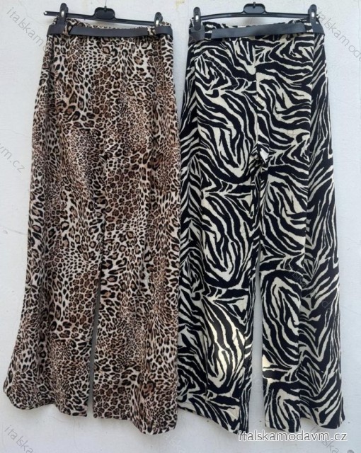 Kalhoty dlouhé elegantní oversize leopard s páskem dámské (S/M/L ONE SIZE) ITALSKÁ MÓDA IMD24281