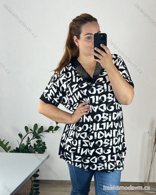 Tunika krátký rukáv dámská nadrozměr (54/56 ONE SIZE) TURECKÁ MODA TME248100-2/DU 54/56 Černá