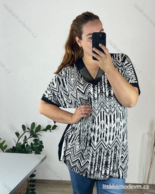 Tunika krátký rukáv dámská nadrozměr (54/56 ONE SIZE) TURECKÁ MODA TME248100-4/DU 54/56 Černá