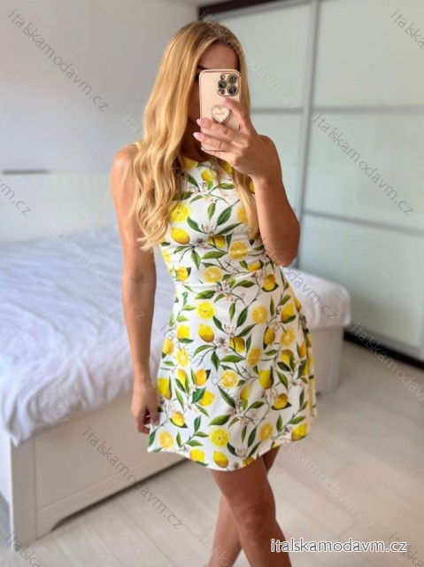 Šaty letní bez rukávu dámské (S/M ONE SIZE) ITALSKÁ MÓDA IMM24M35032/DU -   bílá -   S/M