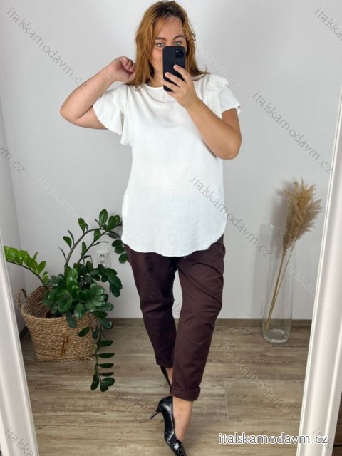 Tunika oversize elegantní krátký rukáv dámská nadrozměr (46/48 ONE SIZE) ITALSKÁ MÓDA IMPLI242252/DUR -   bílá -   46/48