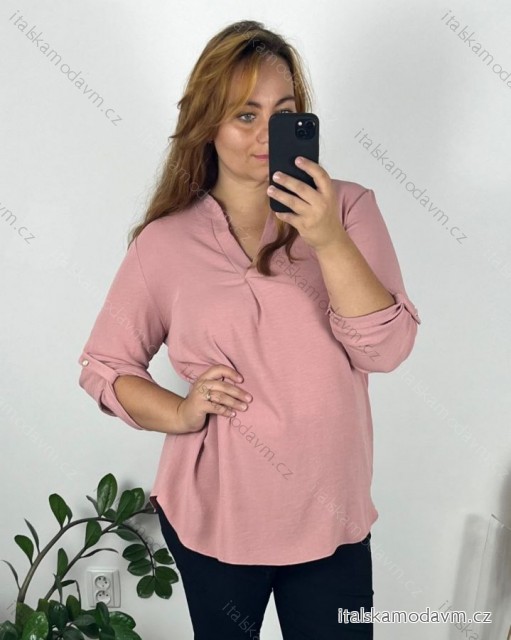 Tunika košilová dlouhý rukáv dámská nadrozměr (XL/2XL ONE SIZE) ITALSKÁ MÓDA IMD221065