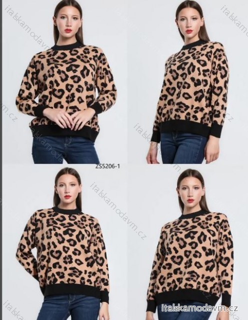 Svetr úpletový leopard dlouhý rukáv dámský (S/M ONE SIZE) ITALSKÁ MÓDA IMHFL24ZS5206-1