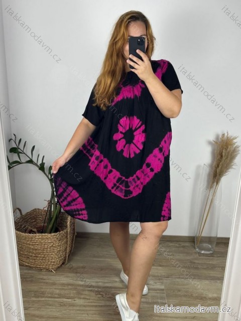 Šaty volnočasové krátký rukáv dámské nadrozměr ( L-2XL) ITALSKÁ MÓDA HAG24Y76/DUR -   Černá -   XL