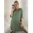 Tunika prodloužená košilová dlouhý rukáv mušelín dámské nadrozměr (XL/2XL ONE SIZE) ITALSKÁ MÓDA IMC24008/DR zelená limetková