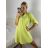 Tunika prodloužená košilová dlouhý rukáv mušelín dámské nadrozměr (XL/2XL ONE SIZE) ITALSKÁ MÓDA IMC24008/DR zelená limetková
