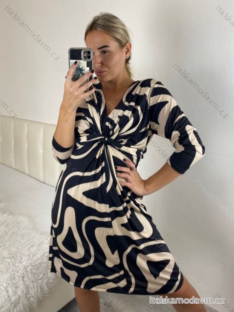 Šaty elegantní dlouhý rukáv icecool dámské (S/M ONE SIZE) ITALSKÁ MODA IMM23M6150-1/DU