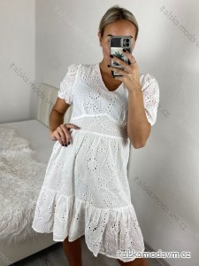 Šaty letní boho krajkové krátký rukáv dámské (S/M ONE SIZE) ITALSKÁ MÓDA IMPEM2323084