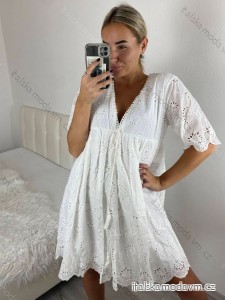 Šaty letní boho krajkové 3/4 dlouhý rukáv dámské (S/M ONE SIZE) ITALSKÁ MÓDA IMPEM2323076