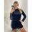 Šaty sametové dlouhý rukáv dámské (S/M ONE SIZE) ITALSKÁ MÓDA IMM23M3530/DU -   Černá -   S/M