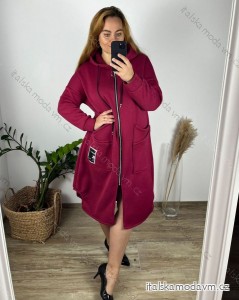 Mikina dlouhá oversize na zip s kapucí dlouhý rukáv dámská nadrozměr (56/58 ONE SIZE) ITALSKÁ MÓDA IMSM24HELENA