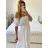 Šaty letní mušelínové carmen krátký rukáv dámské (S/M/L ONE SIZE) ITALSKÁ MÓDA IMWAE24542/DUR M/L bílá