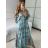 Šaty letní indické krátký rukáv dámské (S/M/L ONE SIZE) INDICKÁ MÓDA IMM24MAVIVA-7/DU -   modrá -   M/L