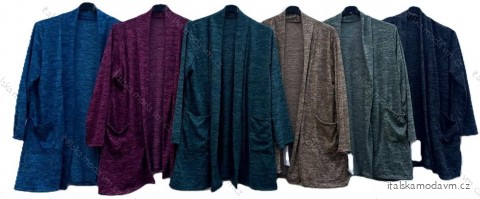 Cardigan teplý dlouhý rukáv dámský nadrozměr (48/50/52 ONE SIZE) ITALSKÁ MÓDA IMD24389