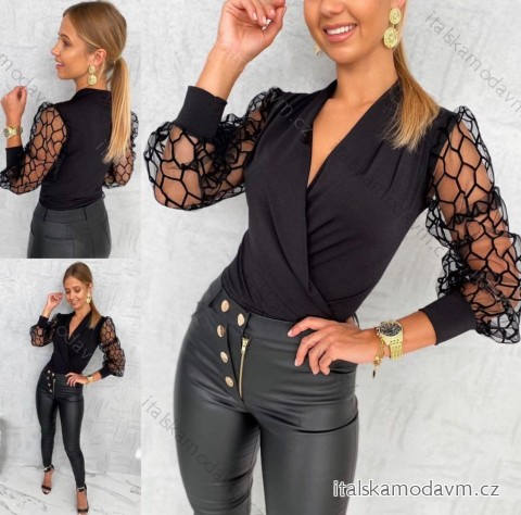 Tunika/halenka elegantní dlouhý rukáv dámská (S/M/L ONE SIZE) ITALSKÁ MÓDA IMM24M21673