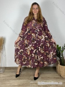 Šaty dlouhé šifonové dlouhý rukáv dámské nadrozměr (2XL3XL/4XL ONE SIZE) ITALSKÁ MÓDA IMWEC23IRINA/DU