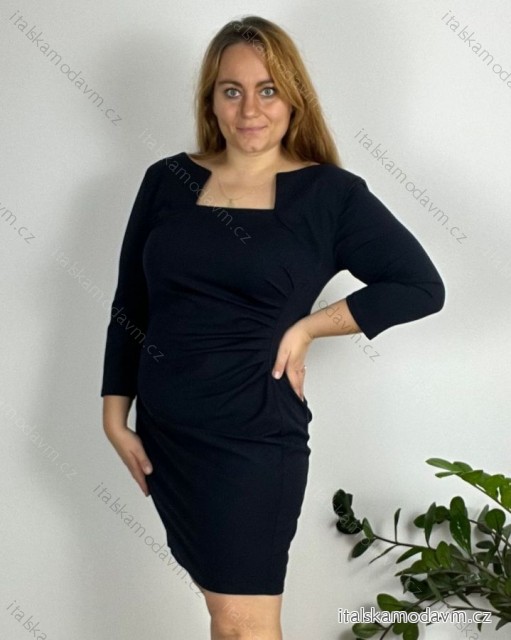 Šaty elegantní pouzdrové 3/4 rukáv dámské (2XL-4XL) ITALSKÁ MÓDA IMM23M23121XL/DUR