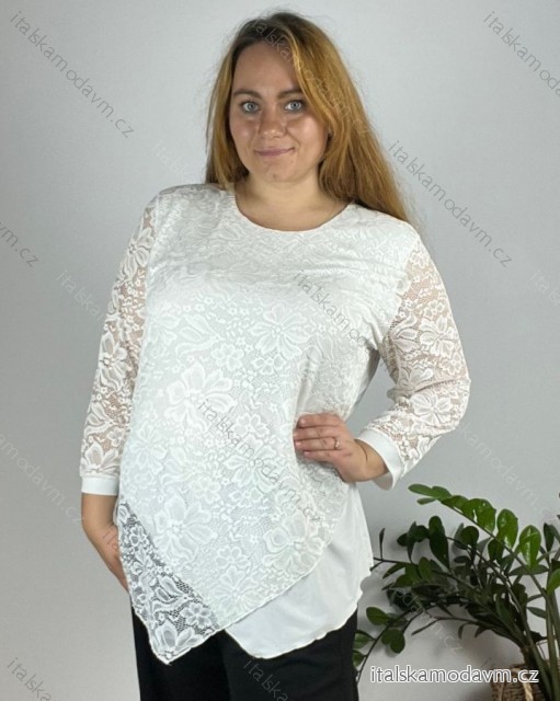 Tunika elegantní dlouhý rukáv dámská nadrozměr (XL-5XL ONE SIZE) POLSKÁ MÓDA PMFF241447/DR 2XL bílá