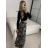 Sukně dlouhá s páskem dámská (S/M ONE SIZE) ITALSKÁ MÓDA IMWMY241109-2/DU -   Černo-bílá -   S/M
