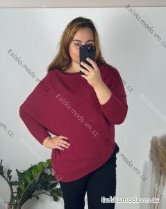 Sveter oversize šikmý dlhý rukáv dámske  nadrozměr (48/50/52 ONE SIZE) TALIANSKA MóDA IM424509XL