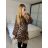 Šaty elegantní šifonové dlouhý rukáv dámské (S/M ONE SIZE) ITALSKÁ MÓDA IMM24M35880/DU -   hnědá -   S/M