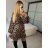 Šaty elegantní šifonové dlouhý rukáv dámské (S/M ONE SIZE) ITALSKÁ MÓDA IMM24M35880/DU -   hnědá -   S/M