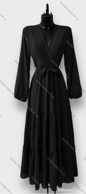 Šaty dlouhé elegantní dlouhý rukáv dámské (S/M/L ONE SIZE) ITALSKÁ MÓDA IMPES24DOLLY Černá S/M/L