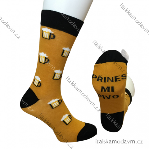 Ponožky veselé obrázkové slabé pivní CRAZY SOCKS (40-43,44-46) POLSKÁ MÓDA  DPP21255/DR 44-46 modrá