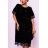 Šaty s flitry teplejší zdobené krajkou krátký  rukáv dámské (42/44/46 onesize) Italská moda IMWMY2439314 Černá 42/44/46