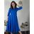 Šaty elegantné s opaskom dlhý rukáv dámske (S/M/L ONE SIZE) TALIANSKA MÓDA IM424802