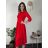 Šaty elegantné s opaskom dlhý rukáv dámske (S/M/L ONE SIZE) TALIANSKA MÓDA IM424802