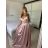 Šaty carmen dlouhé na ramínka elegantní saténové dámské (S/M ONE SIZE) ITALSKÁ MÓDA IMPBB22B22735/DR bílá