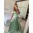 Šaty carmen dlouhé na ramínka elegantní saténové dámské (S/M ONE SIZE) ITALSKÁ MÓDA IMPBB22B22735/DR bílá