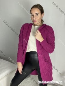 Cardigan pletený dlouhý rukáv dámský (S/M/L ONE SIZE) ITALSKÁ MÓDA IMD23520/DR