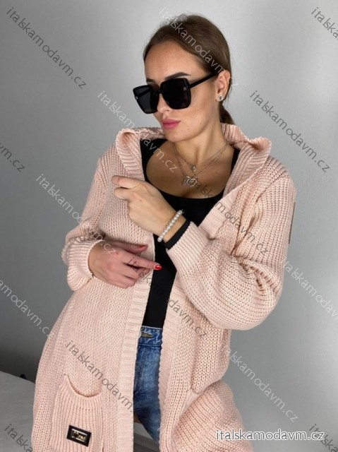 Cardigan pletený dlouhý rukáv dámský  (M/L/XL ONE SIZE) ITALSKÁ MÓDA IMD23562