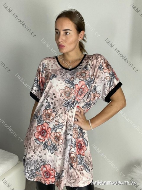 Tunika krátký rukáv dámská nadrozměr (54/56/58ONE SIZE) TURECKÁ MODA TME249100-4/DR 54/56 růžová starorůžová