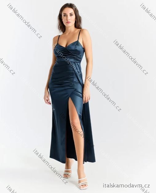 Šaty elegantní společenské plesové na ramínka dámské (S/M/L ONE SIZE) ITALSKÁ MÓDA IMPSH246578/DR tmavě modrá S/M/L