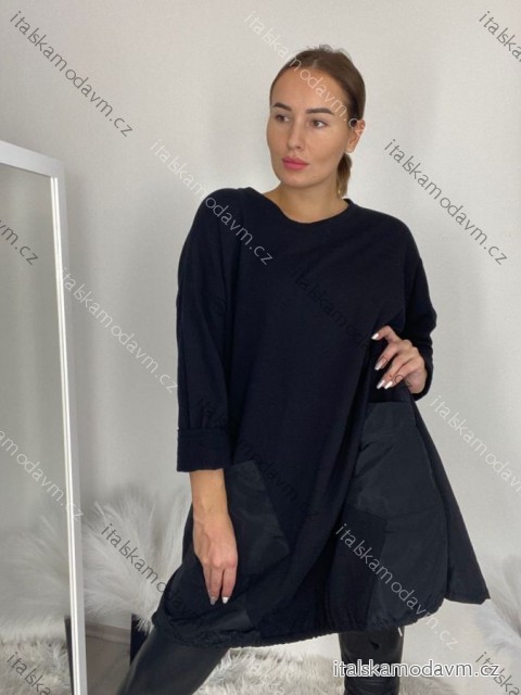 Šaty volnočasové oversize  dlouhý rukáv dámské nadrozměr (M/L/XL ONE SIZE) ITALSKÁ MÓDA IMPLI2433033