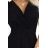 581-1 JENNIFER shiny long dress with sleeves and neckline - black with glitter