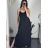Šaty dlouhé letní na ramínka dámské (S/M ONE SIZE) ITALSKÁ MÓDA IMD23472/DUR -   Černá -   S/M