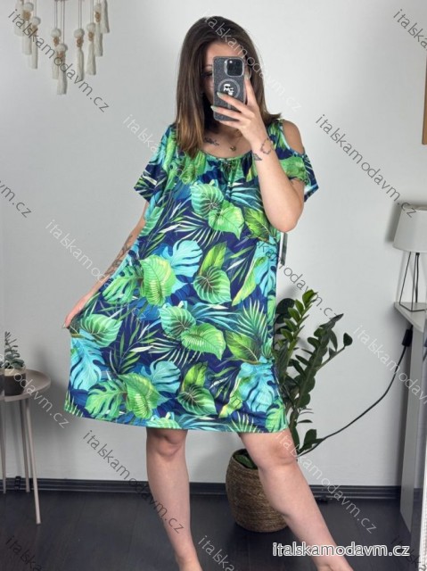 Šaty letní icecool krátký rukáv dámské (S/M ONE SIZE) ITALSKÁ MÓDA IMM23M939-4/DUR S/M modrá